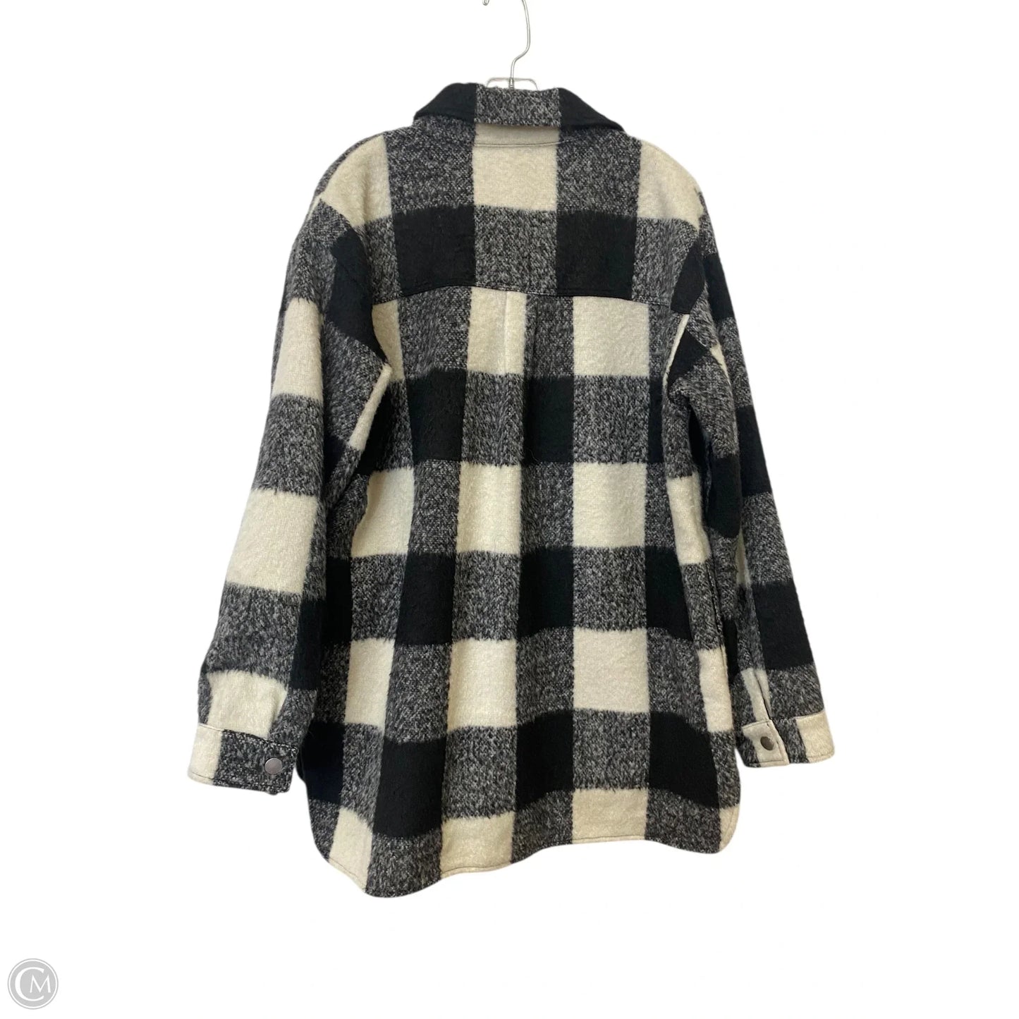 Jacket Shirt By Monrow In Plaid Pattern, Size: L