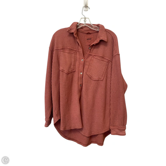 Top Long Sleeve By American Eagle In Pink, Size: M