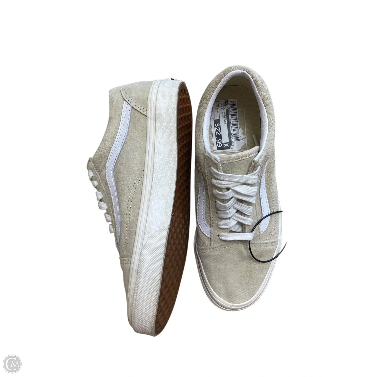 Shoes Sneakers By Vans In Tan & White, Size: 5.5