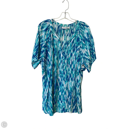 Top Short Sleeve By Kim Rogers In Aqua, Size: 2x