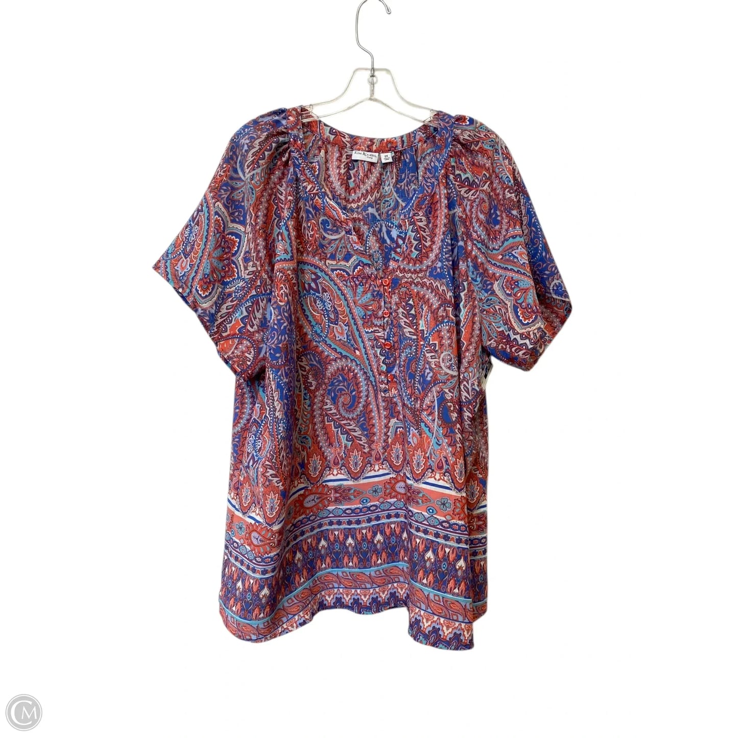 Top Short Sleeve By Kim Rogers In Paisley Print, Size: 2x