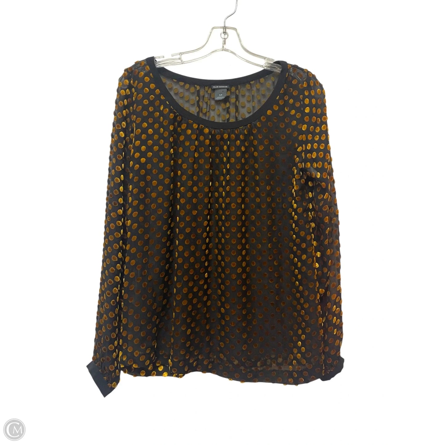 Top Long Sleeve By Club Monaco In Polkadot Pattern, Size: S