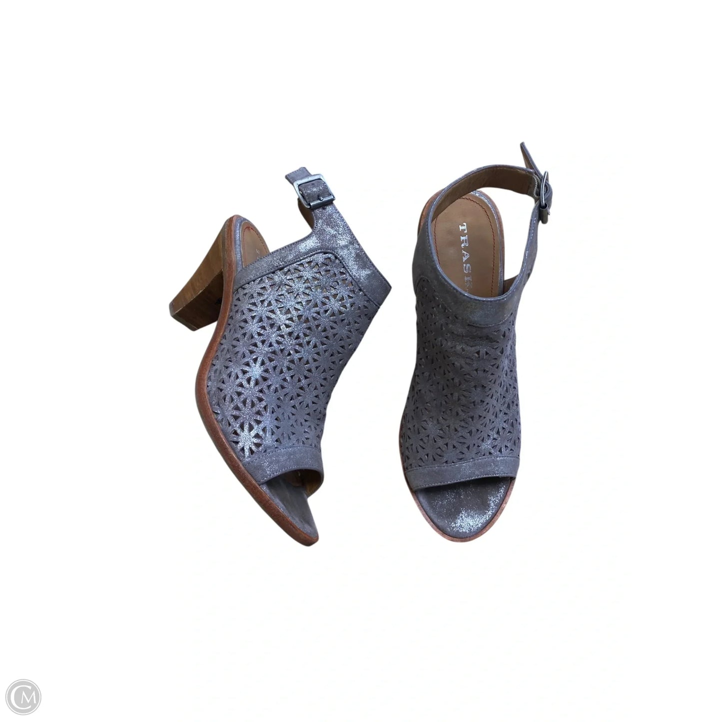 Shoes Heels Block By Clothes Mentor In Silver & Tan, Size: 10