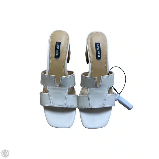 Sandals Heels Block By Nine West In White, Size: 6.5