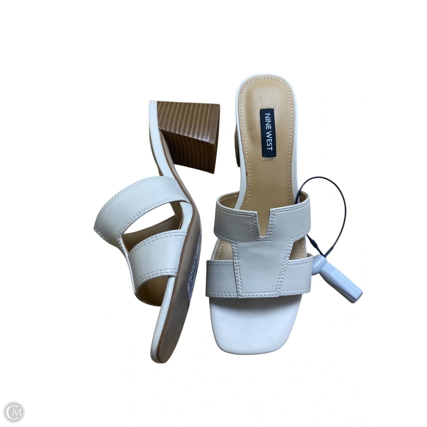 Sandals Heels Block By Nine West In White, Size: 6.5
