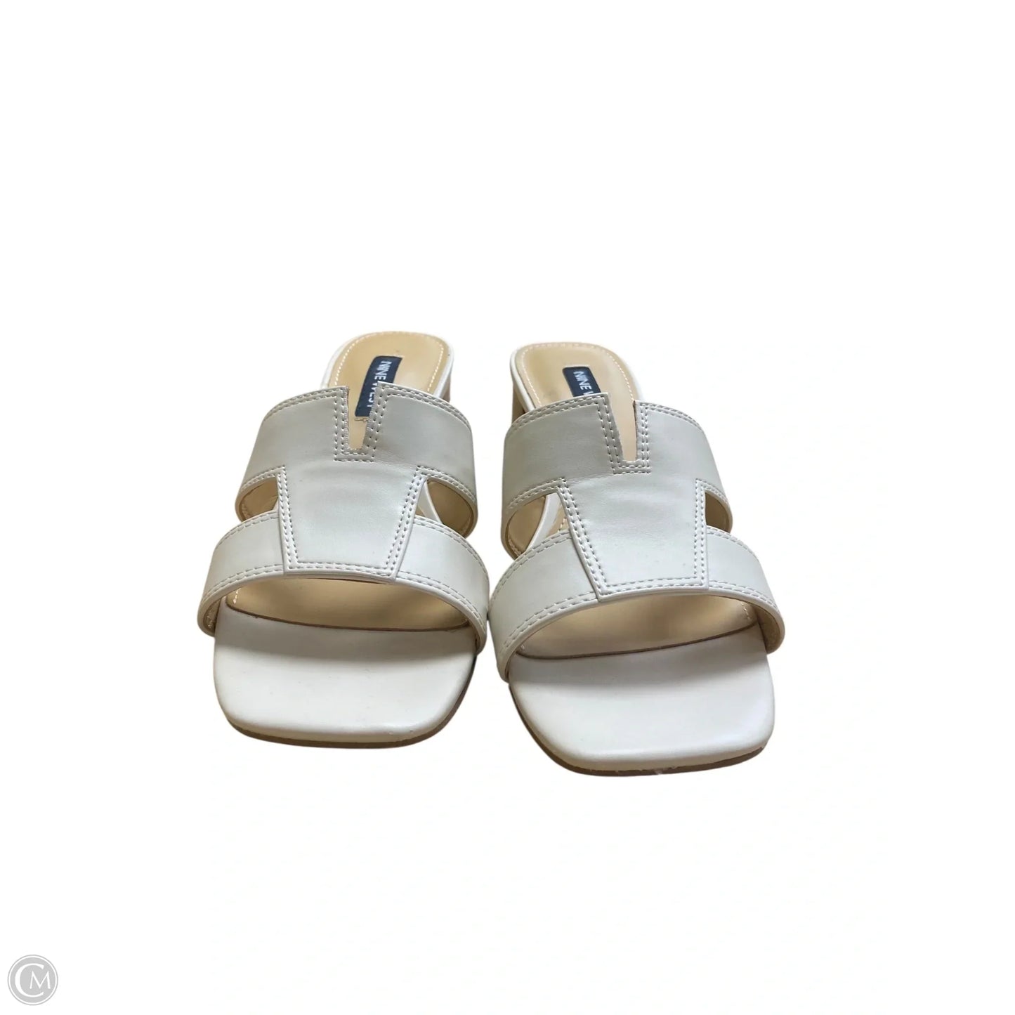 Sandals Heels Block By Nine West In White, Size: 6.5