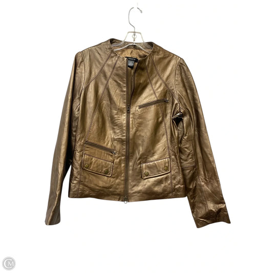 Jacket Leather By Arden B In Bronze, Size: 8