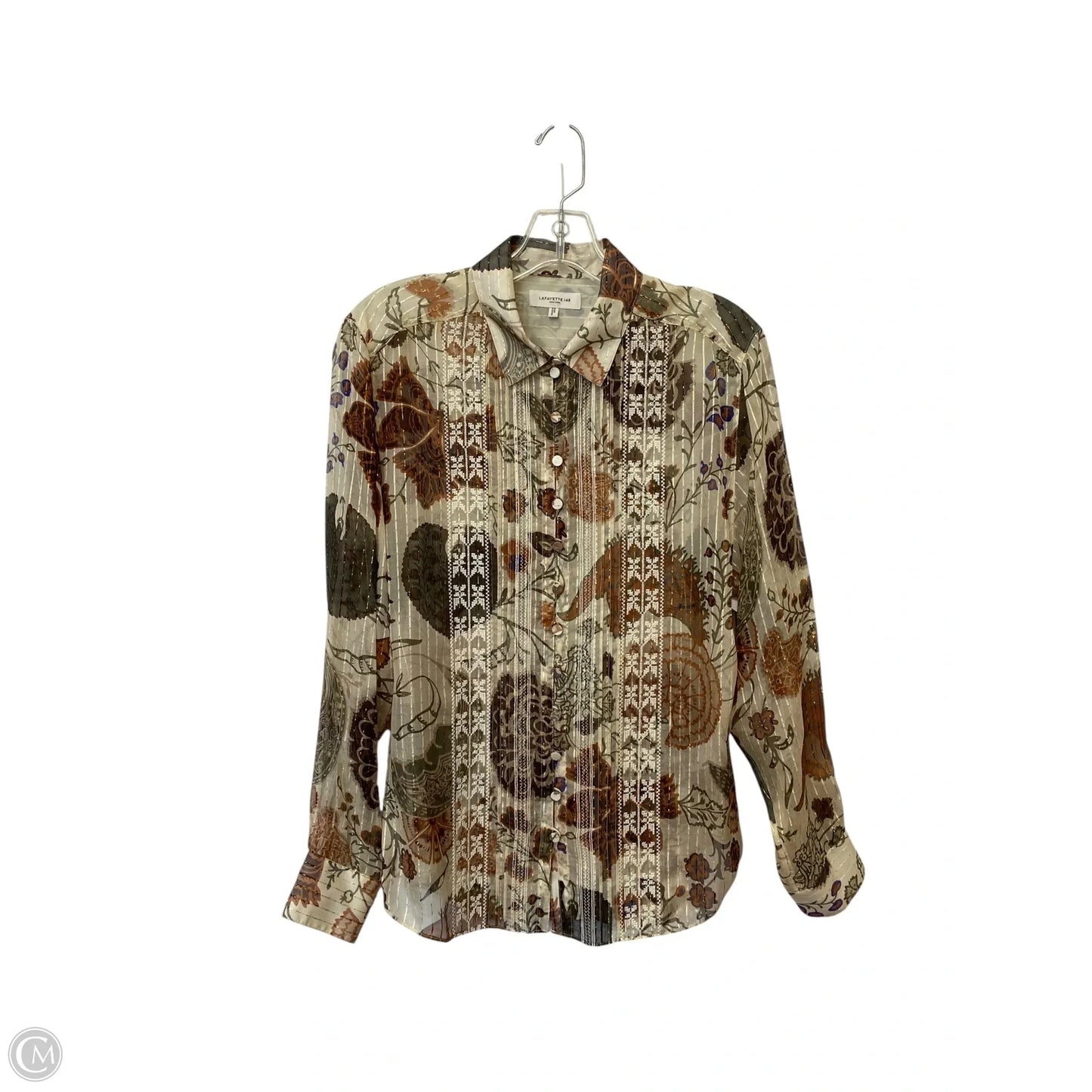 Top Long Sleeve Designer By Lafayette 148 In Floral Print, Size: S
