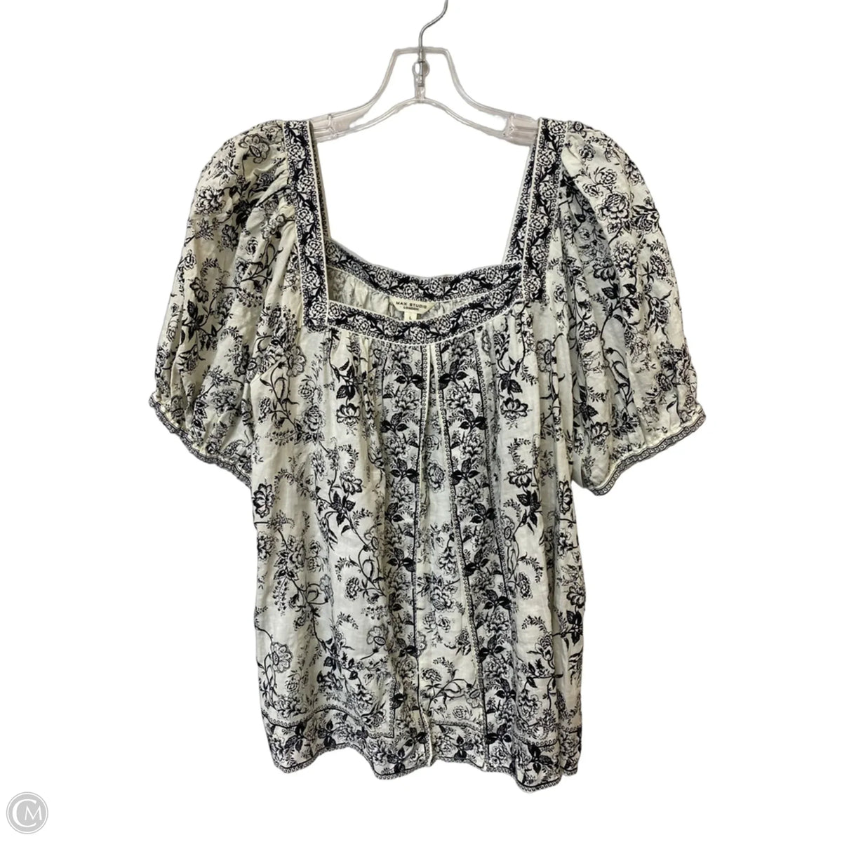 Top Short Sleeve By Max Studio In Black, Size: L