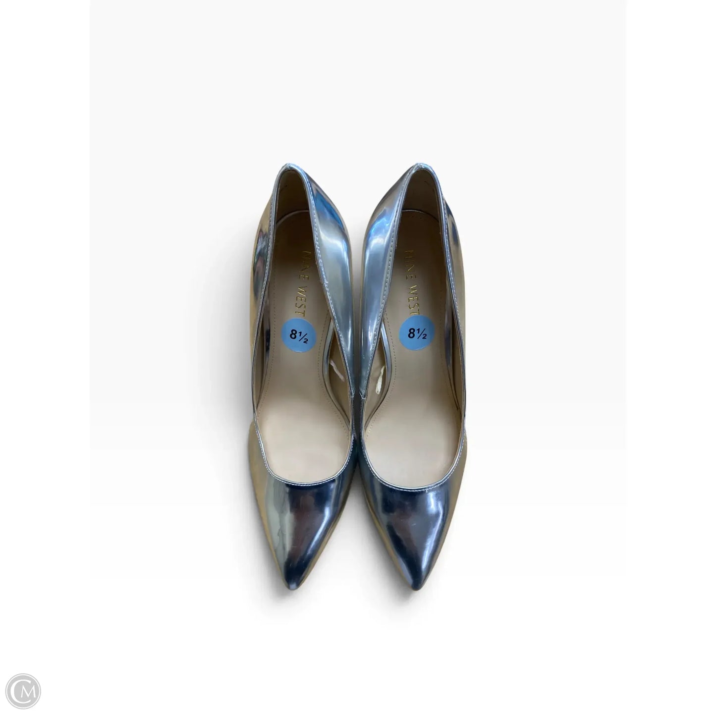 Shoes Heels Kitten By Nine West In Silver, Size: 8.5
