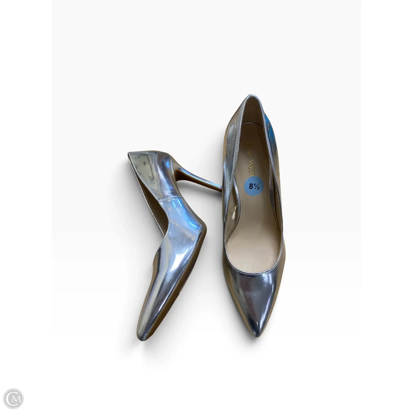 Shoes Heels Kitten By Nine West In Silver, Size: 8.5