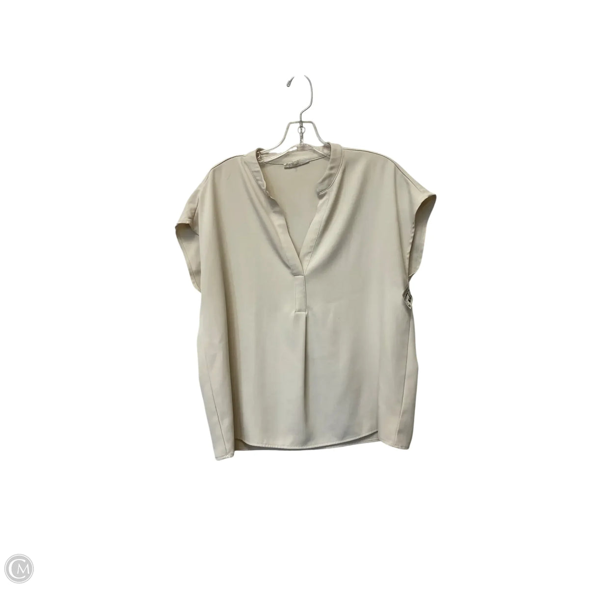Top Short Sleeve Basic By Melloday In Cream, Size: M