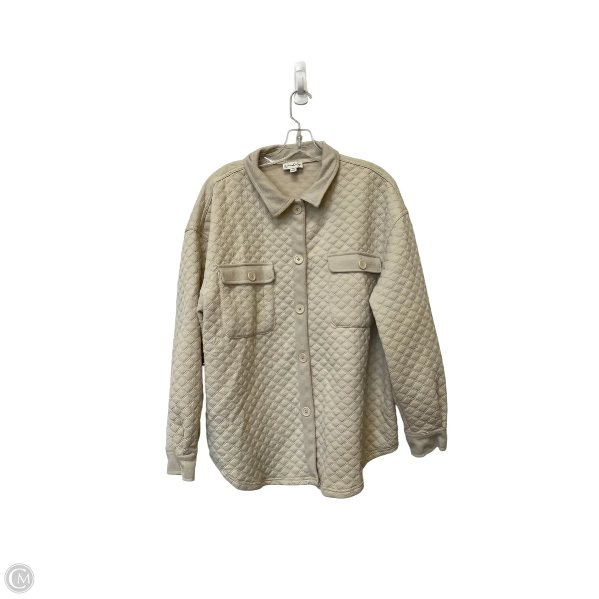 Jacket Shirt By Wonderly In Beige, Size: L