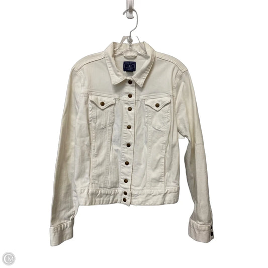Jacket Denim By Lucky Brand In White, Size: L