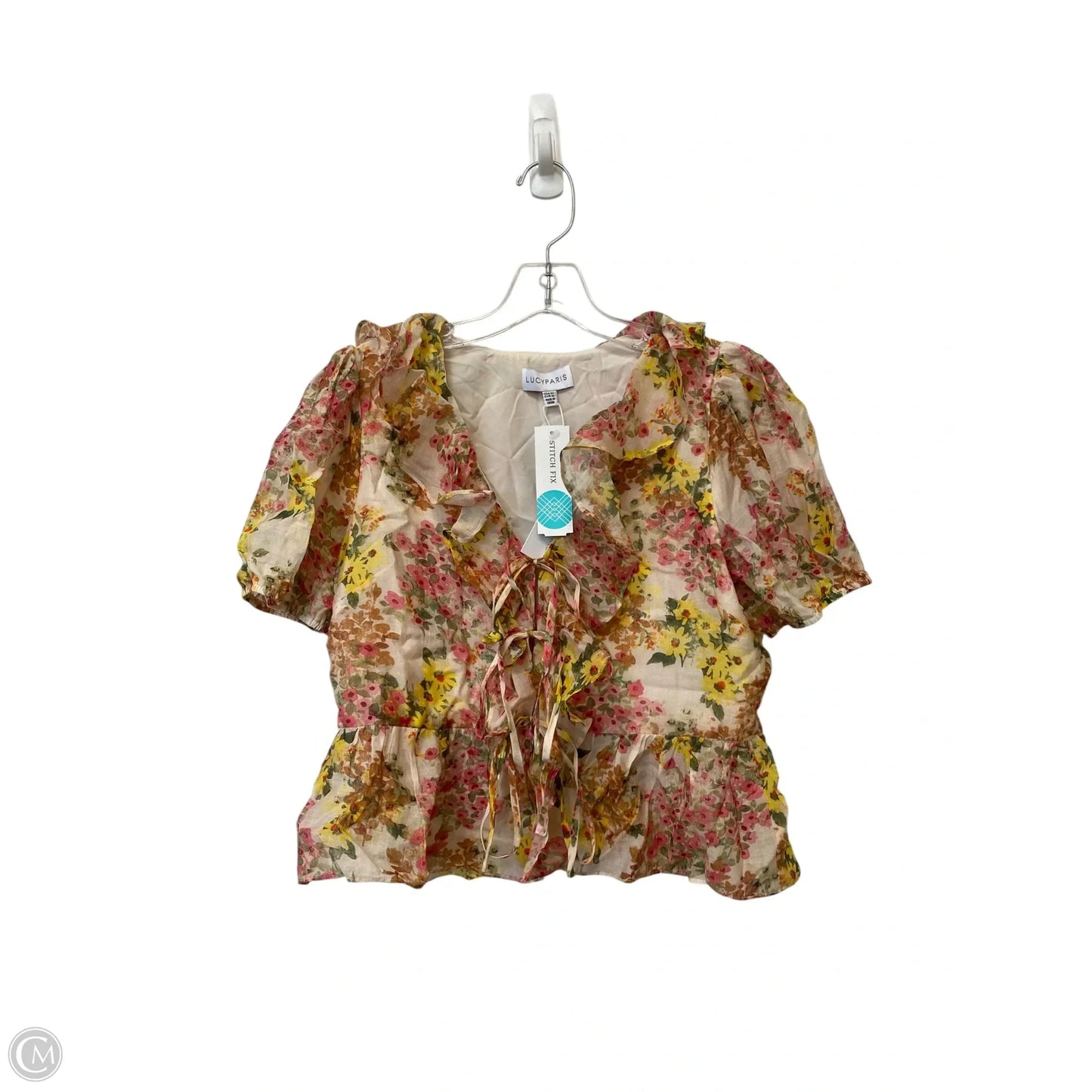 Top Short Sleeve By Lucy Paris In Floral Print, Size: Xs
