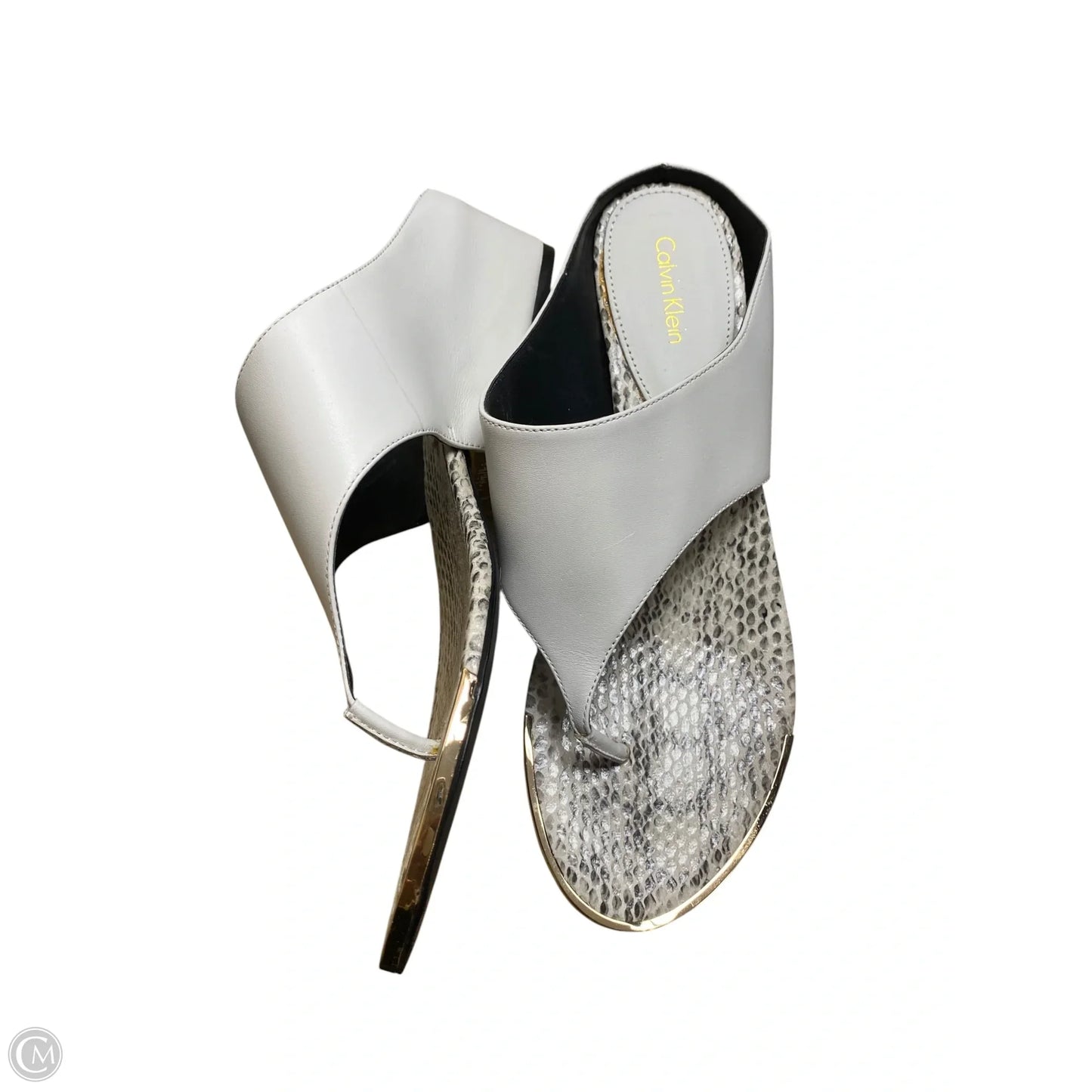 Shoes Heels Wedge By Calvin Klein In Black & White, Size: 9