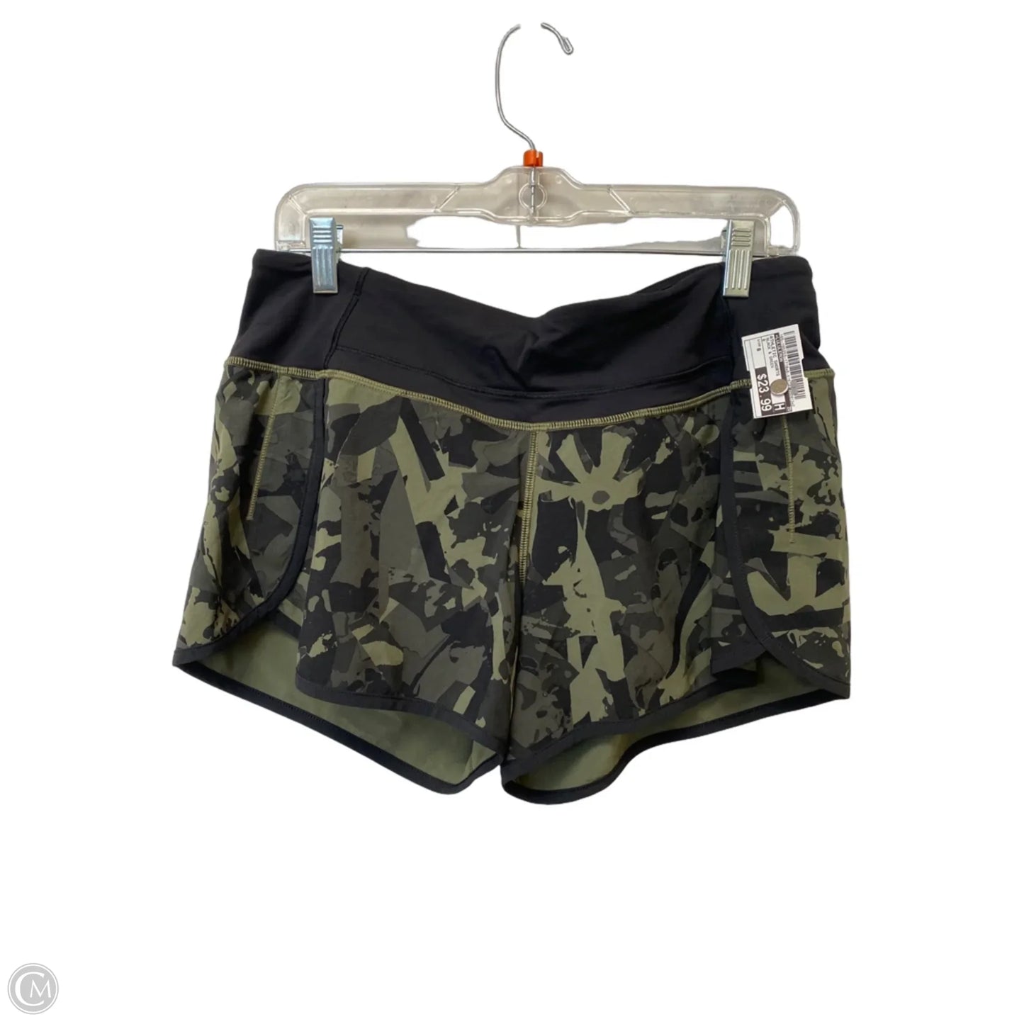 Athletic Shorts By Lululemon In Black & Green, Size: 8