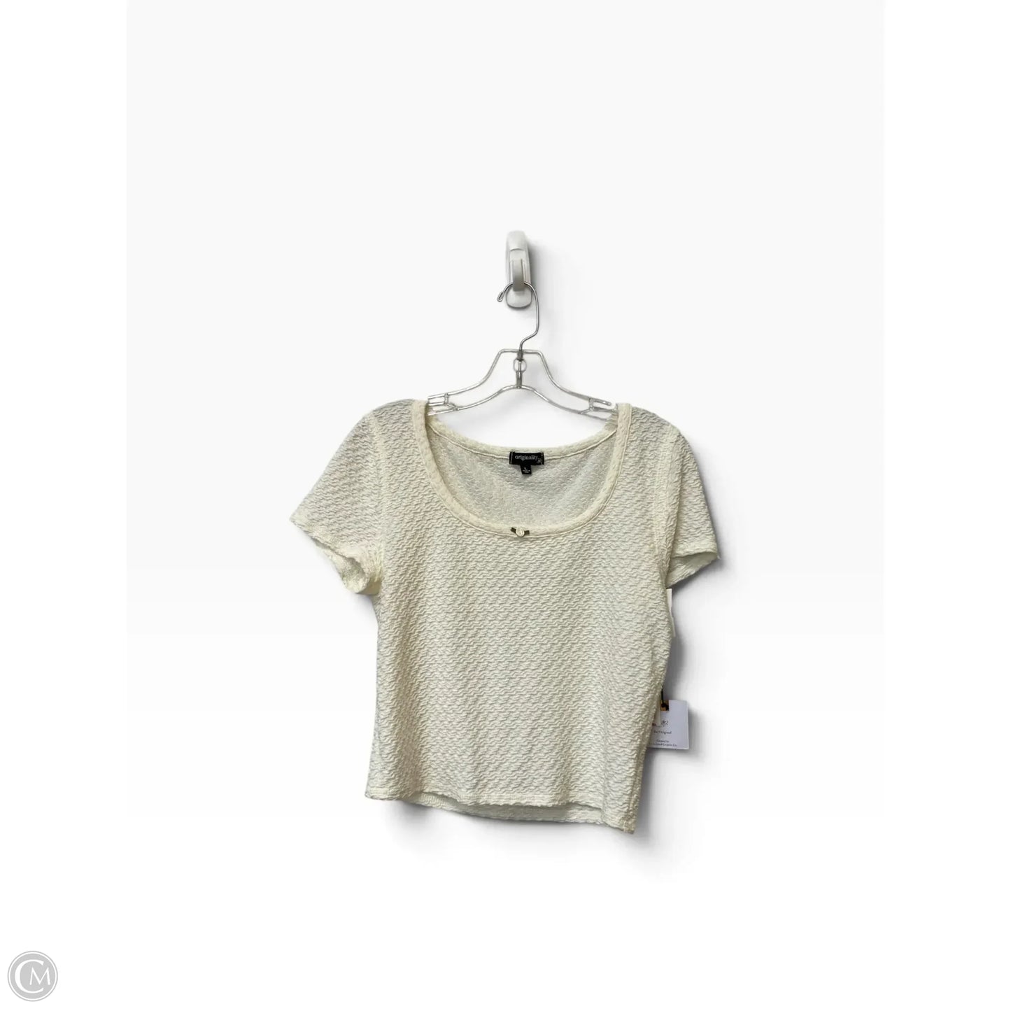 Top Short Sleeve By Originality In White, Size: L