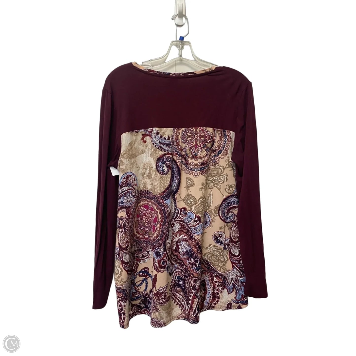 Top Long Sleeve By Chicos In Maroon, Size: M