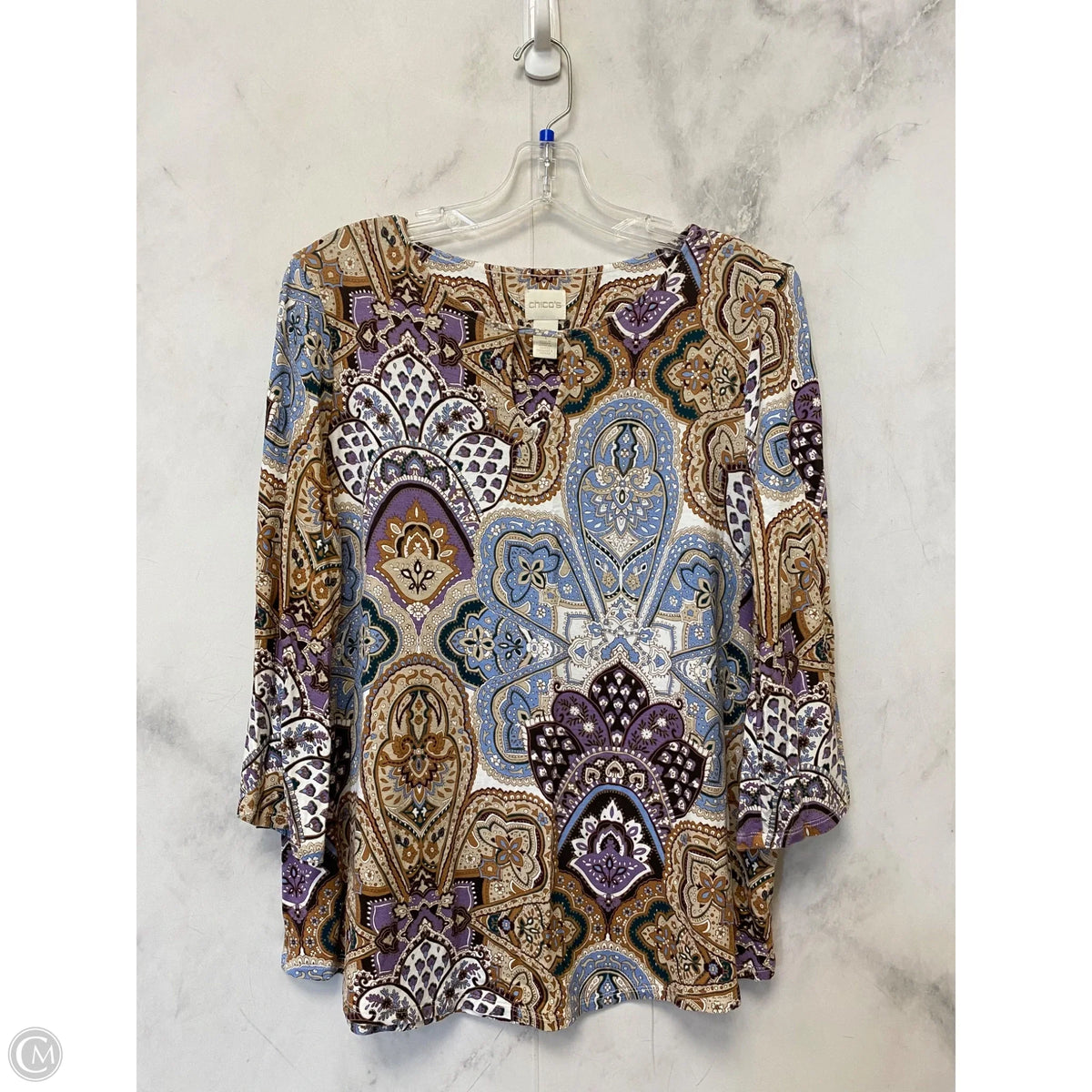 Top Long Sleeve By Chicos In Multi-colored