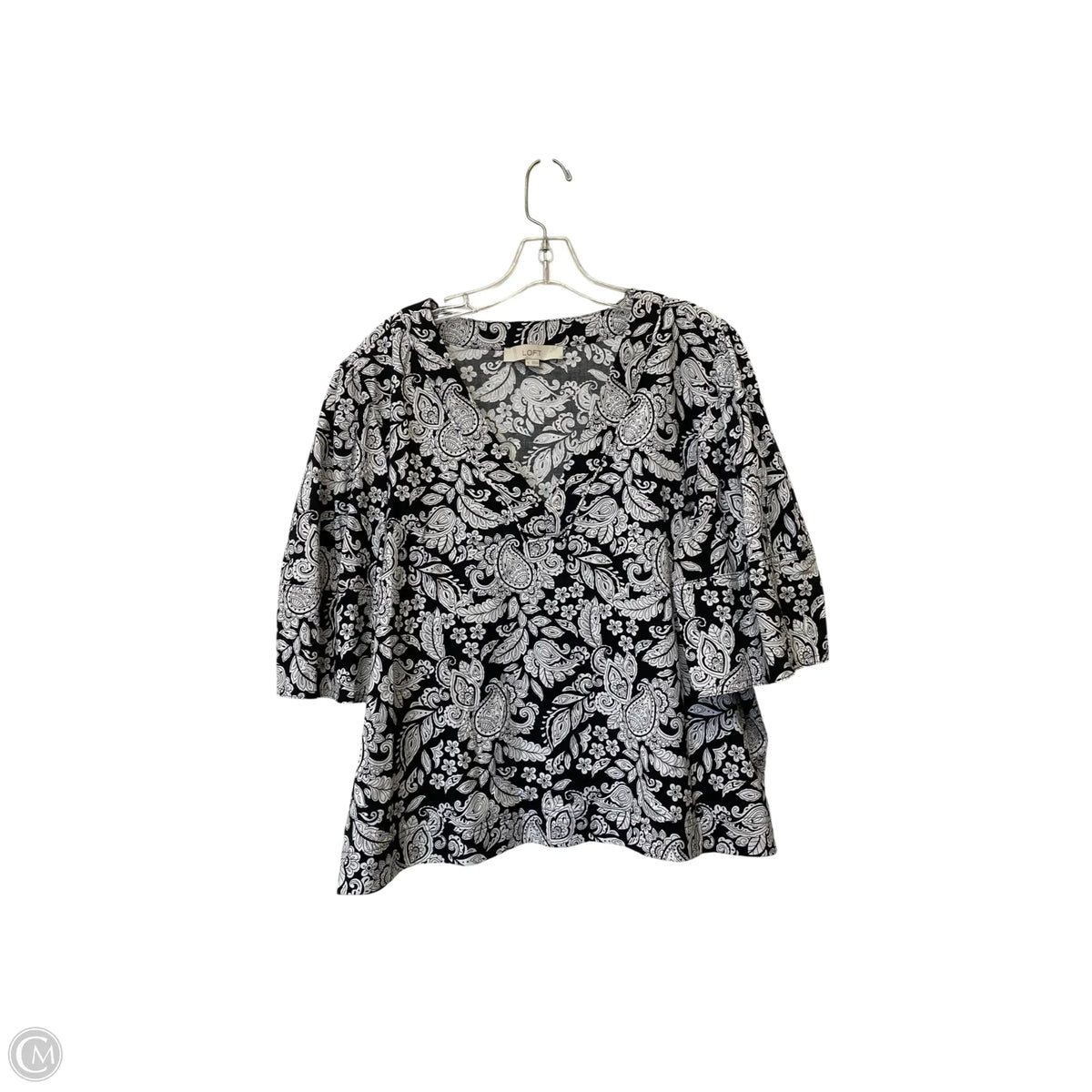 Top Short Sleeve By Loft In Black, Size: Xl