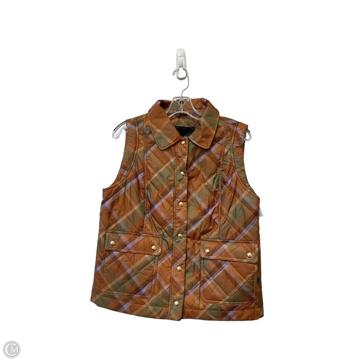 Vest Puffer & Quilted By Talbots In Plaid Pattern, Size: S