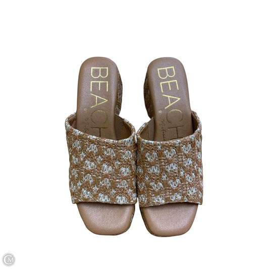 Sandals Heels Platform By Clothes Mentor In Tan, Size: 8