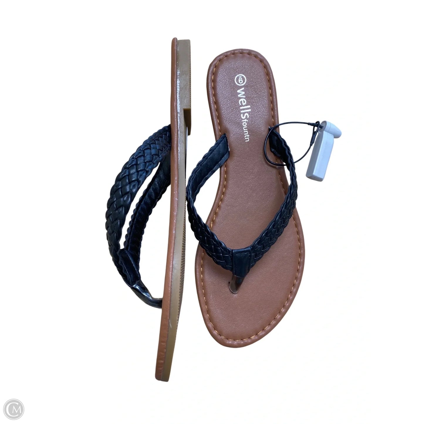 Sandals Flip Flops By Clothes Mentor In Black & Brown, Size: 9