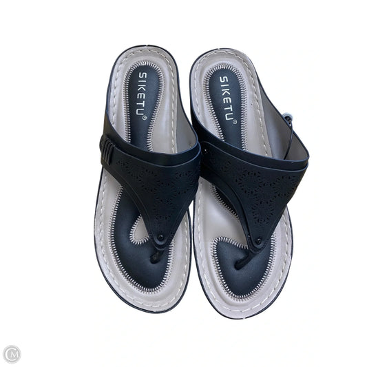 Sandals Heels Wedge By Cmc In Black & Grey, Size: 10