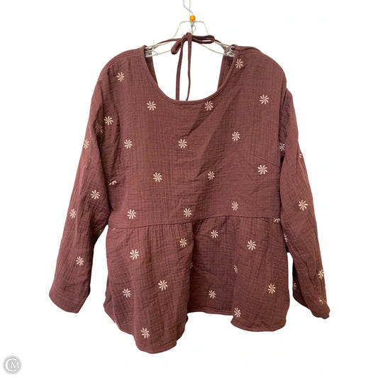Top Long Sleeve By Madewell In Brown, Size: L