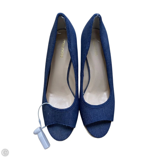 Shoes Heels Wedge By Maurices In Blue, Size: 9