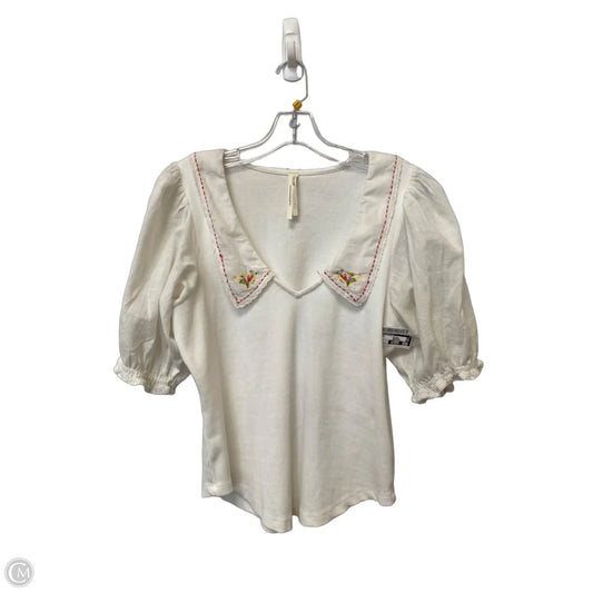 Top Short Sleeve By Anthropologie In White, Size: L