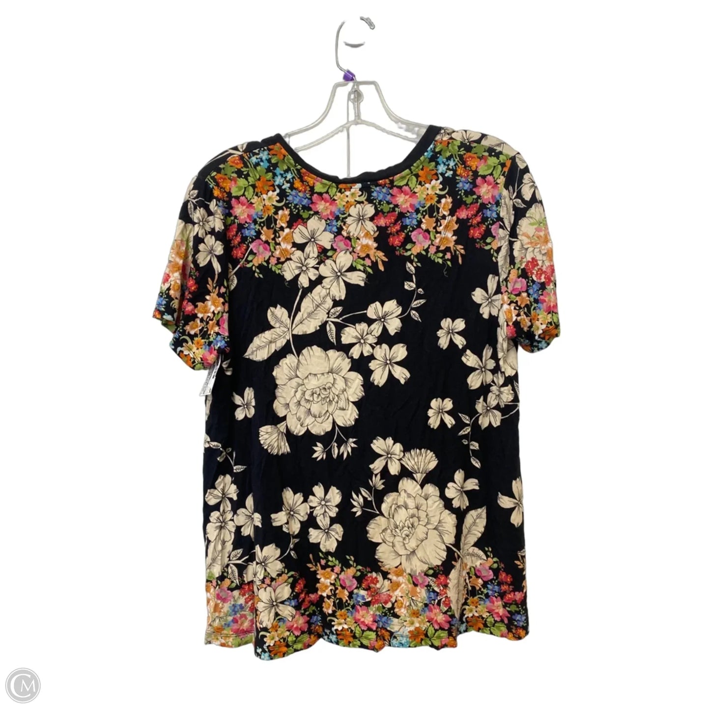 Top Short Sleeve By Johnny Was In Floral Print, Size: L