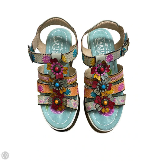 Sandals Heels Wedge By Clothes Mentor In Multi-colored, Size: 6