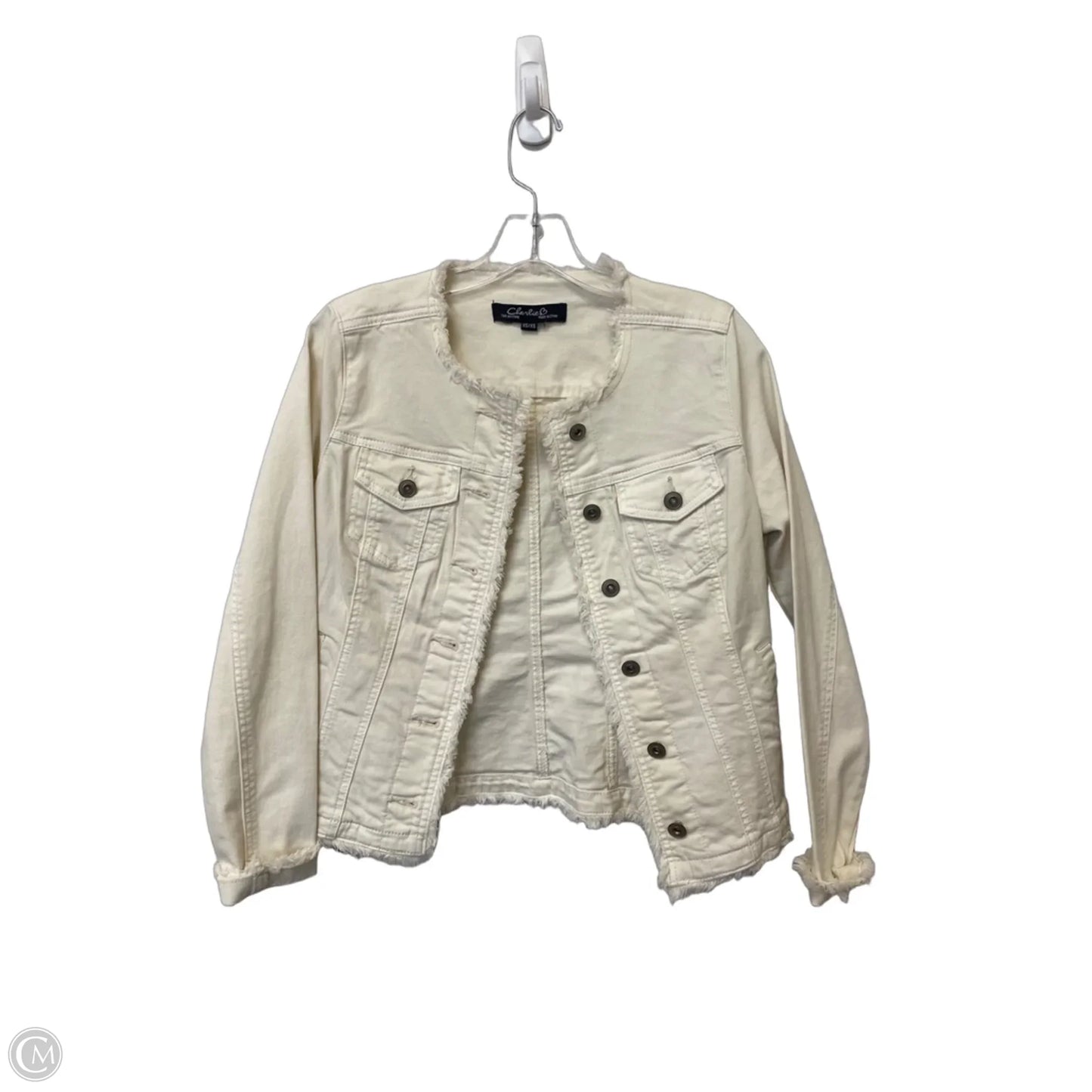 Jacket Denim By Clothes Mentor In White, Size: Xs