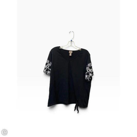 Top Short Sleeve By Chicos In Black, Size: L