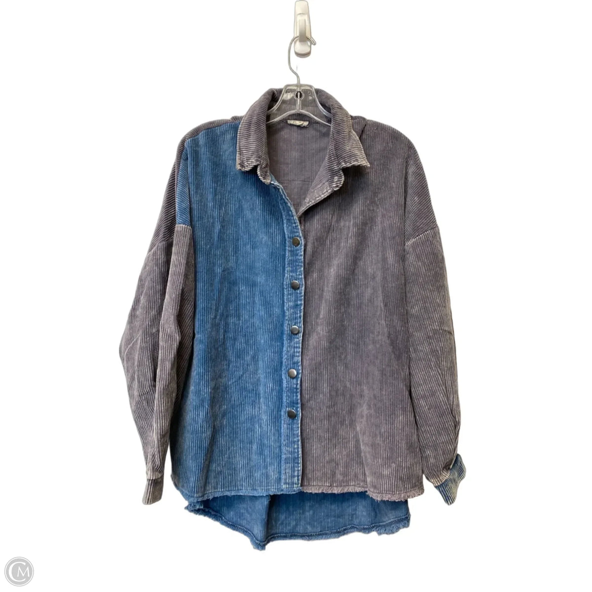 Jacket Shirt By Pol In Blue, Size: S