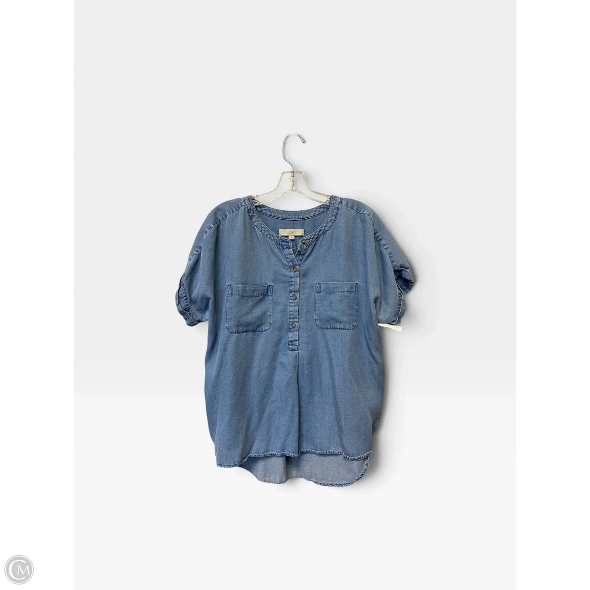 Top Short Sleeve By Loft In Blue Denim, Size: M