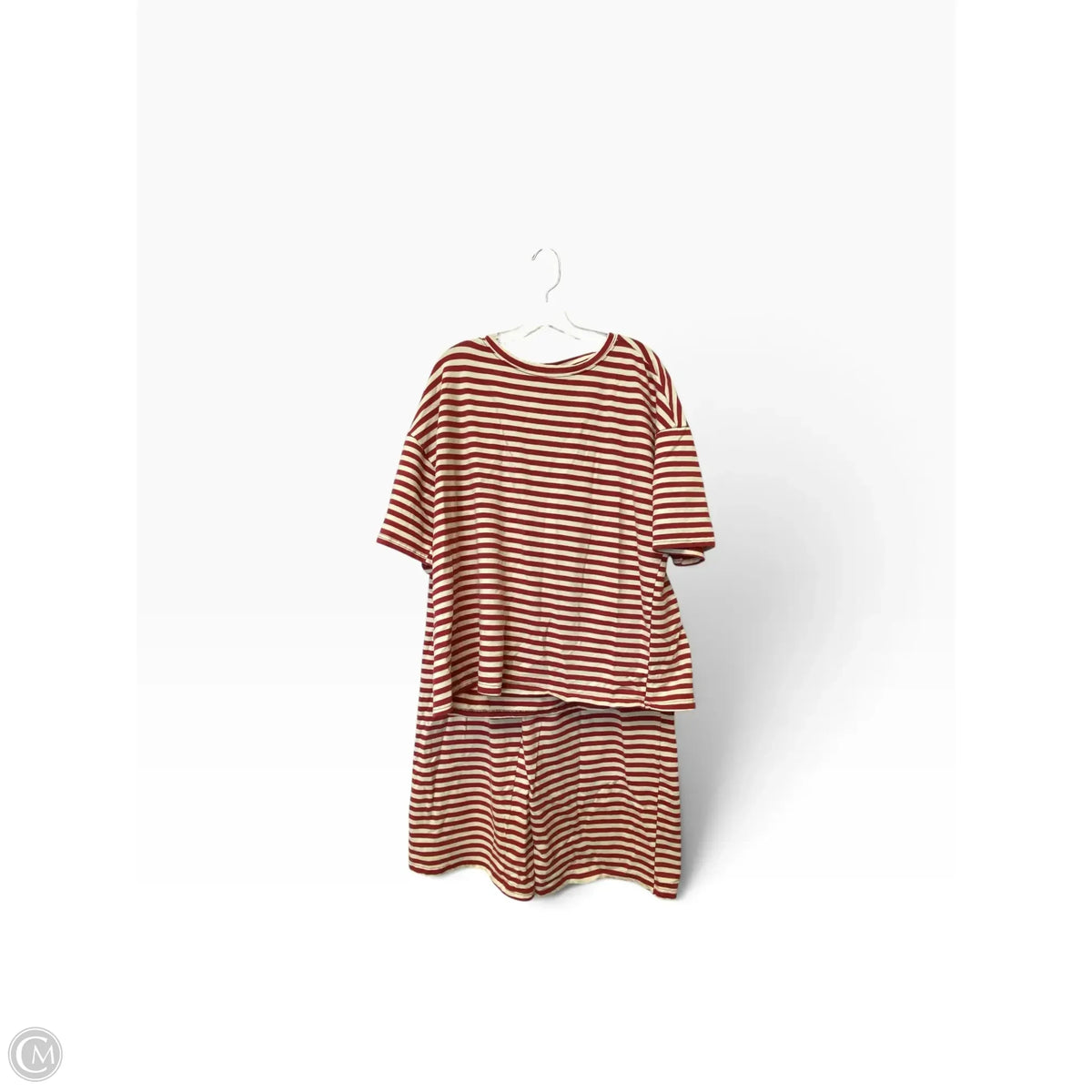 Top 2pc Short Sleeve By Clothes Mentor In Striped Pattern, Size: M