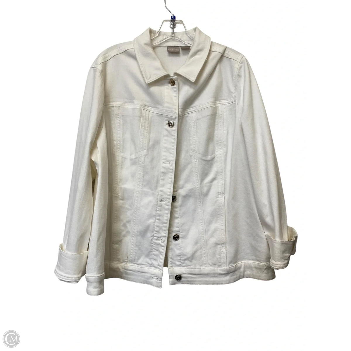 Jacket Denim By Chicos In White, Size: L