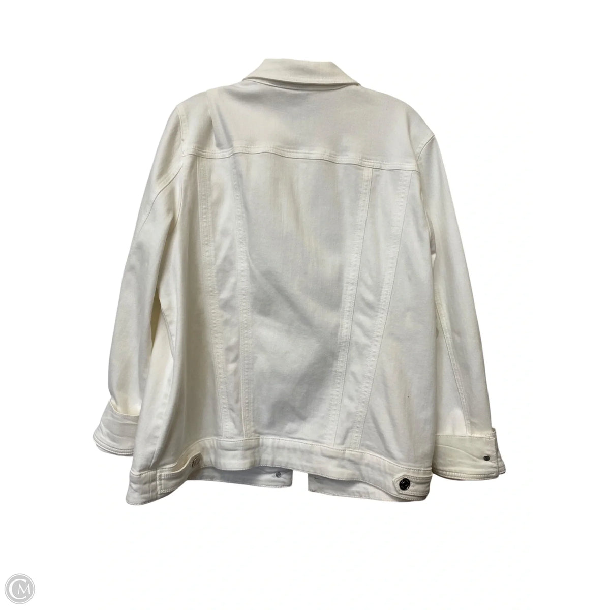 Jacket Denim By Chicos In White, Size: L