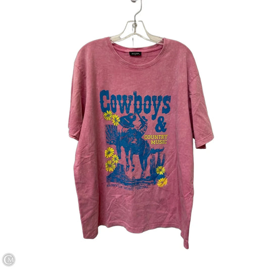 Top Short Sleeve By Zutter In Pink, Size: L