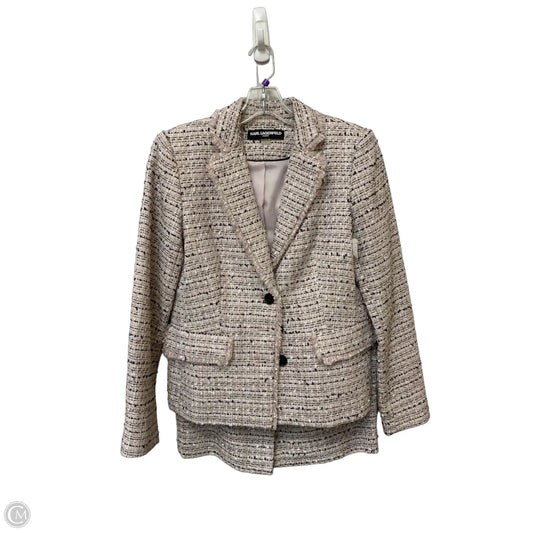 Blazer Designer By Karl Lagerfeld In Pink & Silver, Size: 8
