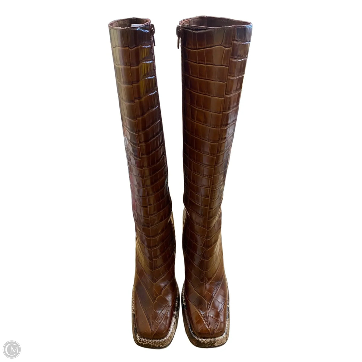 Boots Knee Heels By Jeffrey Campbell In Brown, Size: 9