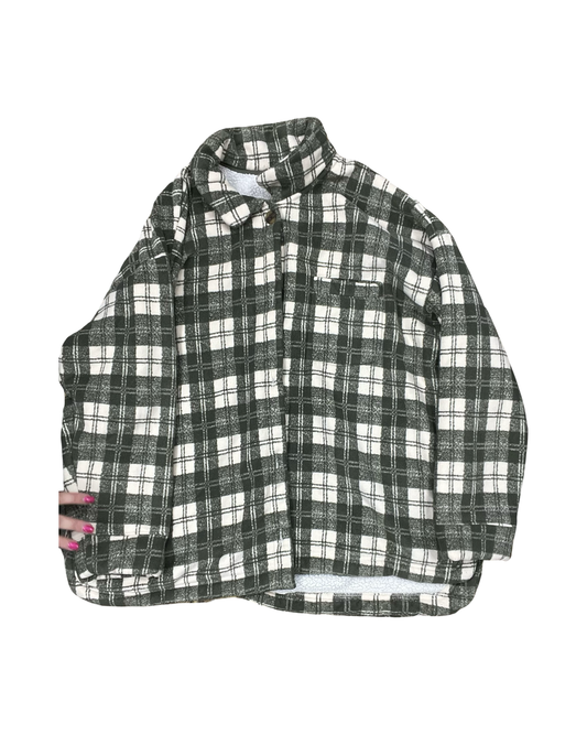 Jacket Fleece By Cuddl Duds In Cream & Green, Size:3X