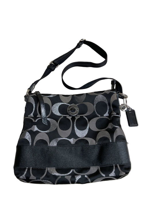 Handbag Designer By Coach In Black & Silver, Size:Medium