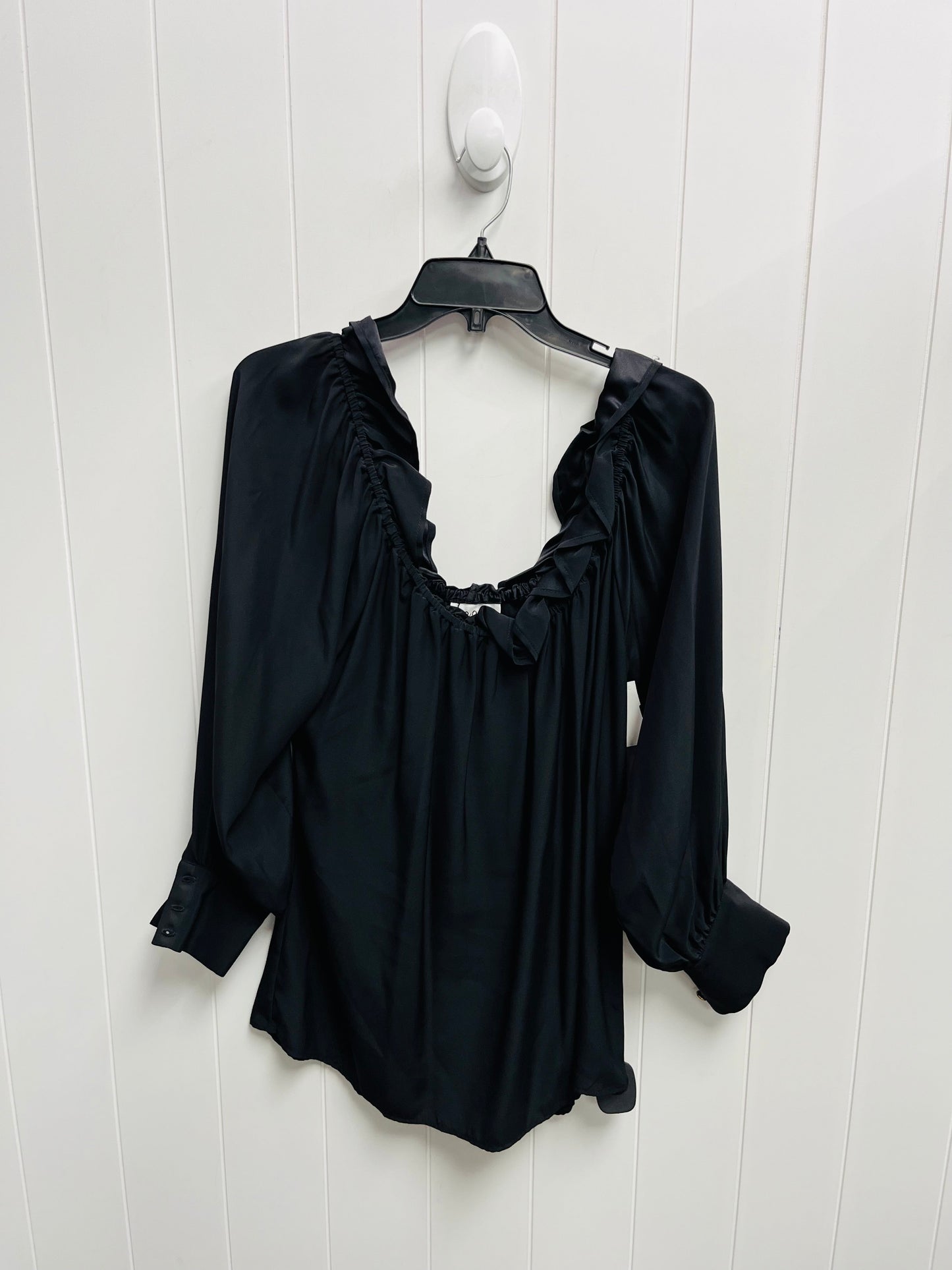 Blouse Long Sleeve By leona -  In Black, Size: M