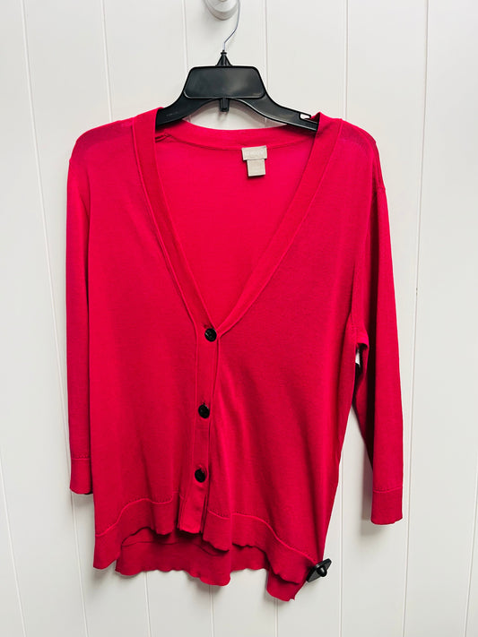 Sweater Cardigan By Chicos In Magenta, Size: L