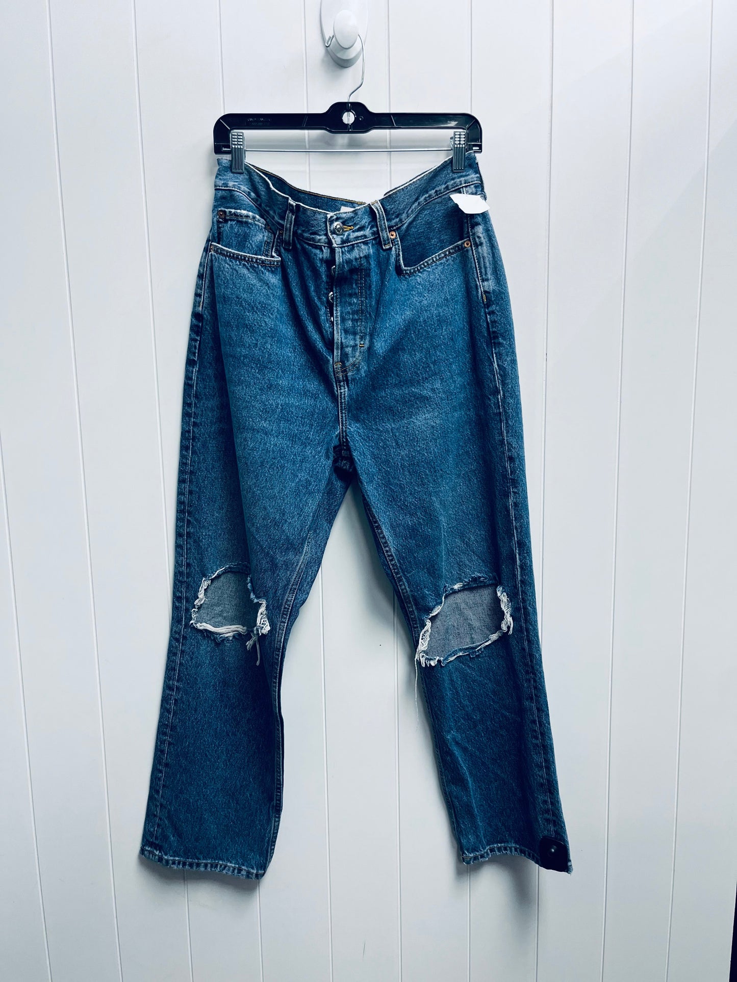 JEANS STRAIGHT TOPSHOP in BLUE DENIM, Size: 8