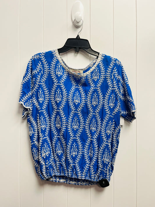 Blue & White Top Short Sleeve Solitaire, Size M